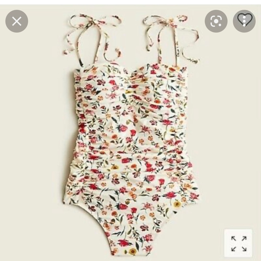 J. Crew Tie-shoulder ruched one-piece in vintage floral size 10 New With Tags